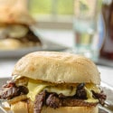 Steak Sandwich with Onions, Mushrooms and Havarti